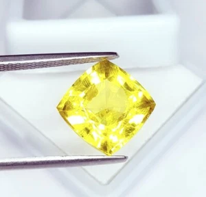Natural Yellow Sapphire Cushion Shape 10 Ct Loose Gemstone Certified Gem G1800 - Imagen 1 de 13