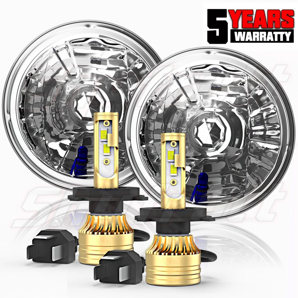 Pair 7"inch LED Headlights Hi/Lo Beam 6000k White For Pontiac Firebird 1970-1976 - Image 1 of 4