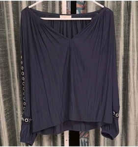 Ramy Brook Navy Blouse Size P Oversized EUC Luxury Designer Top - Picture 1 of 6