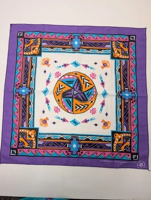 Vintage Turquoise Navajo Thunderbird Bandana Handkerchief Native WAMCRAFT USA - Image 1 of 4