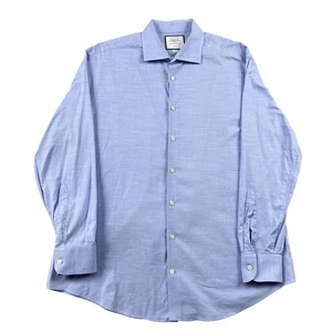 Charles Tyrwhitt camicia elegante uomo 17 34 blu 100% cotone bottoni vestibilità slim - Foto 1 di 8