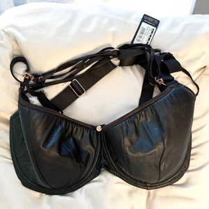 Scantilly logo Harnessed Padded Half Cup Bra Black DD-HH - Picture 1 of 5