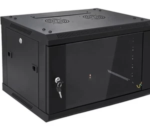 6HE Wandmontage Serverschrank Netzwerk Rack Gehäuse abschließbar Glastür Netzkabel - Bild 1 von 8