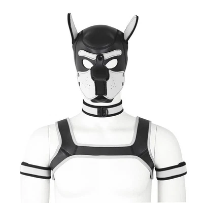 Puppy Play Dog Hood Mask with Chest Harness Strap Cosplay Party Role Play - Image 1 of 4