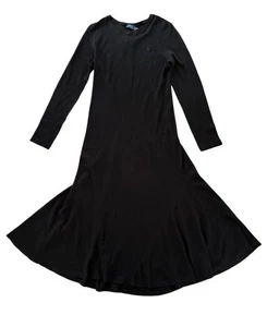 Polo Ralph Lauren Waffelstrick Maxikleid lang Thermo ausgestellt schwarz Gr. XL NEU - Bild 1 von 10