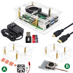 Raspberry Pi 5 Transparent Shell Coo Fan DIY Kit 4GB 8/16GB 2.4GHz Quad-Core - Picture 1 of 8