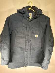 Cappotto uomo vintage Carhartt Arctic pesante trapuntato tela cappuccio anatra nero 46 alto - Foto 1 di 12