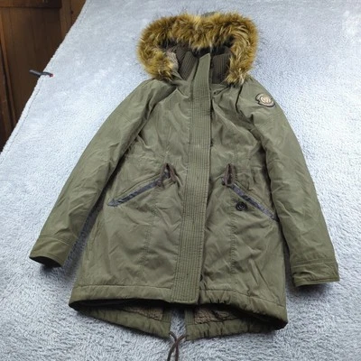 Chaqueta Abercrombie & Fitch Mujer XS Verde Cola de Pescado Parka Imitación Piel Y2K Sherpa Foto 1 de 4