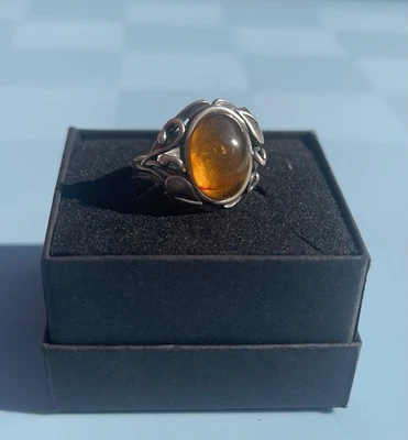 ‘Blossom’ Baltic Amber 925 Sterling Silver Hallmarked Ring - Image 1 of 4