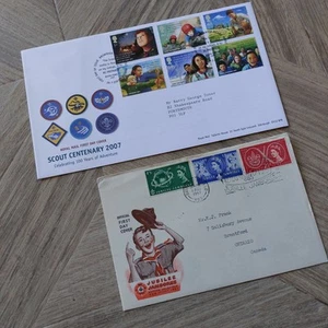 Vintage Boy Scout Jubilee Jamboree stamps 1957 Official First Day Cover Issue + - Picture 1 of 2