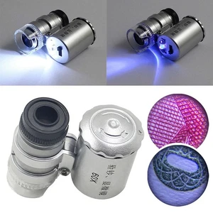 Handheld HD Jeweler Magnifier Illuminated Microscope 60X Magnifying Glass - Photo 1/12