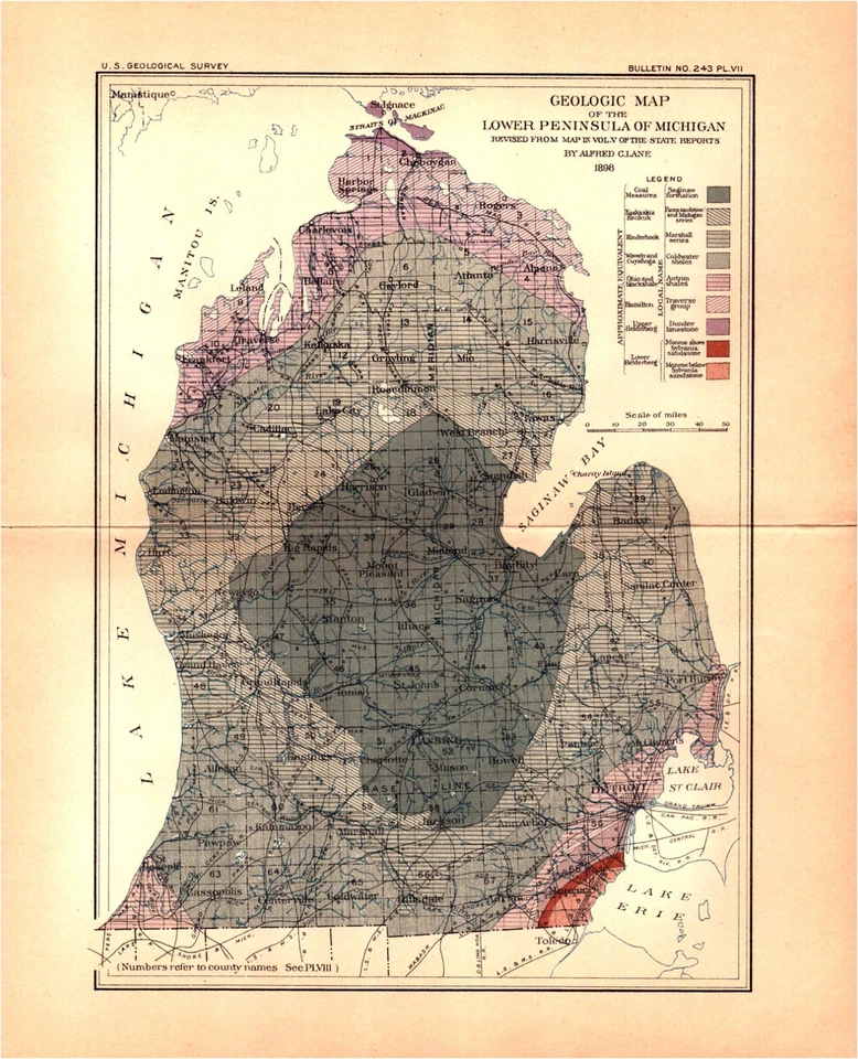 "MICHIGAN" Antique original map 1904 - Image 1 of 1