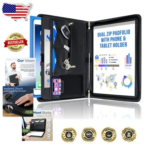 Elegante portafolio con cremallera de cuero sintético | Elegante organizador para documentos y tabletas - Imagen 1 de 10