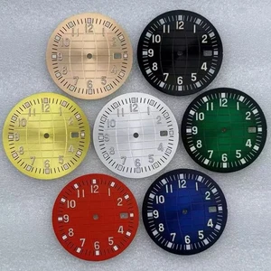 32 mm gestreiftes Zifferblatt grün leuchtend Datum passend für NH35/NH36 Uhrwerk - Bild 1 von 20