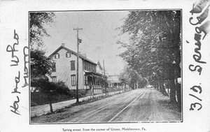 MIDDLETOWN PA SPRING AND UNION STS 1906 VINTAGE POSTCARD 070625 U - Imagen 1 de 2