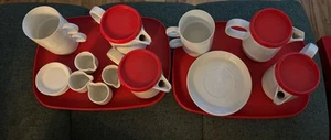 Melitta Kaffeeservice, rot/weiß, 80er Vintage, Top Zustand- Friesland Life 5112 - Bild 1 von 5