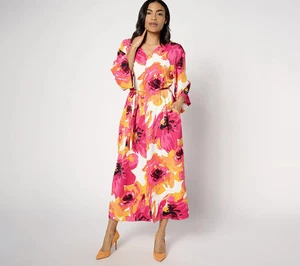 BEAUTIFUL by Lawrence Zarian Petite Printed Adjustable Tie Front Kaftan Multi LP - Picture 1 of 5