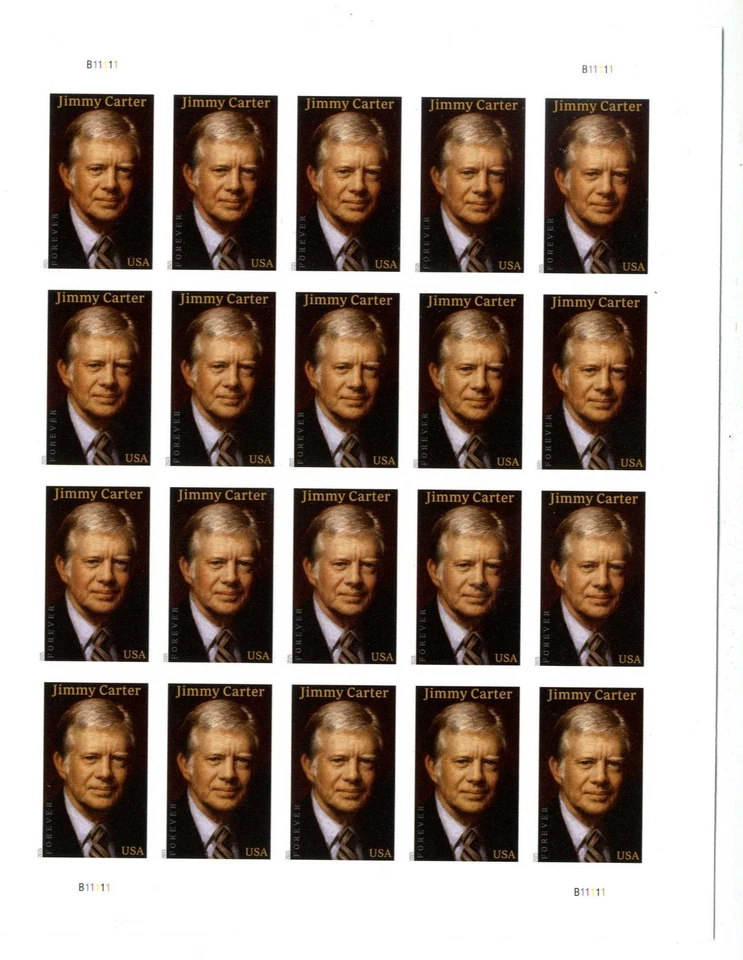 NDC 2025, Jimmy Carter Imperf Pane of 20 / Sheet without die cuts NDC - Image 1 of 1