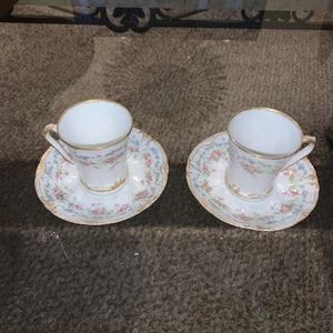 Limoges Theodore Haviland 2 Cups & Saucers Demitasse Chocolate Schlegier 601-1 - Picture 1 of 10
