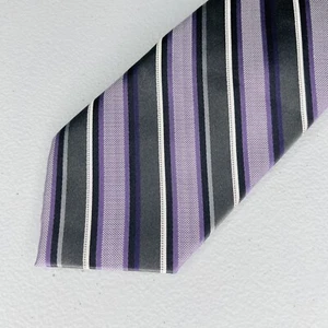 DKNY Men’s Purple Gray Striped Tie 100% Silk 58x3.5 - Picture 1 of 2
