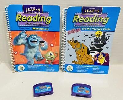LeapFrog Pad 2 Cartridges Reading SpongeBob/Superman Books Scooby Doo/Monsters - Image 1 of 3