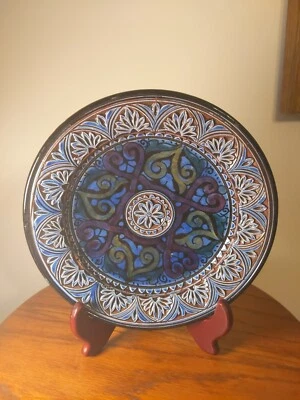 Morocco Ceramic Cobalt Blue Plate Pasta Serving Bowl Handmade Wall Hanging 8.75” - Image 1 of 4