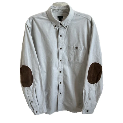 J. Crew Men's Button-Down Shirt Thick Cotton Leather Elbow Patch Size Large - Image 1 of 4