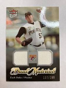 Patch maglia Fleer Zach Duke 2007 doppio materiale gioco /160 SP stampa corta rara - Foto 1 di 2