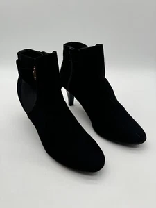 DexFlex Comfort Ankle Booties Boots Womens Size 12 Black Faux Suede Size Zipper - Picture 1 of 19