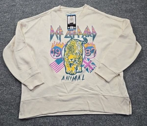 Def Leppard Sweatshirt mit Rundhalsausschnitt Tier 1987 Grafikdruck Neu mit Etikett - Bild 1 von 9