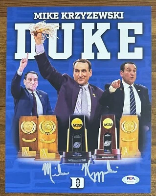 Mike Krzyzewski Duke Blue Devils Coach 8.5x11 Photograph PSA DNA COA Autograph - Image 1 of 3