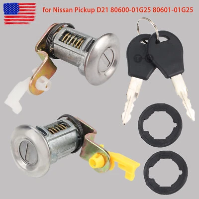 Nuevo juego de cerradura de puerta con llave izquierda derecha para camioneta Nissan D21 1984-1998 80601-01G25 Foto 1 de 4