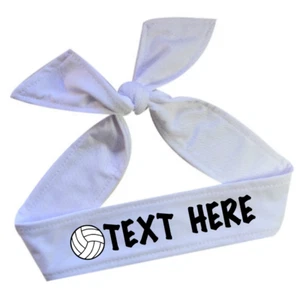 Volleyball Tie Back Sport Headband Personalized in VINYL Text Quantity Discounts - Picture 1 of 30