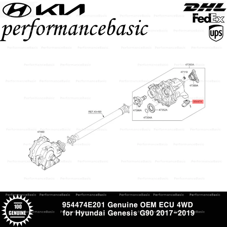 954474E201 Genuine OEM ECU 4WD for Hyundai Genesis G90 2017-2019 - Image 1 of 1