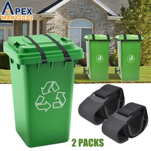 2PCS Trash Can Lid Locks Adjustable Animals Raccoon Bear Proof Garbage Bin Strap - Picture 1 of 10