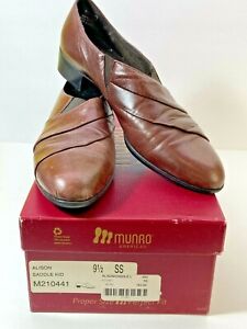Munro ALISON Women 9.5 9 1/2 Shoes Saddle Kid Pleated Comfort Slip On M210481