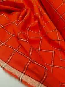 ORANGE CHECK POLY/COTTON FABRIC : 150CM WIDE : $5.00 P/M - Picture 1 of 3