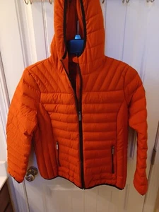 Michael Kors Puffer Jacket Down Filled Full Zip/ORANGE SIZE LARGE USED SEE INFO - Picture 1 of 10