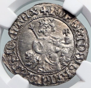 1309-43 ITALY Naples King Robert D'Anjou Antique MEDIEVAL Silver Coin NGC i90708 - Picture 1 of 5