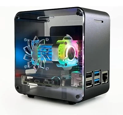 ElectroCookie Raspberry Pi 4 Case, Aluminum Mini Tower Case Matte Black  - Image 1 of 4