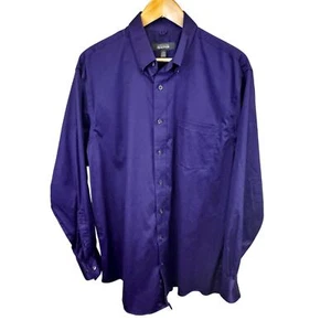 Kenneth Cole REACTION Mens Ling Sleeve Button Up Dress Shirt Royal Purple Sz L - Picture 1 of 7