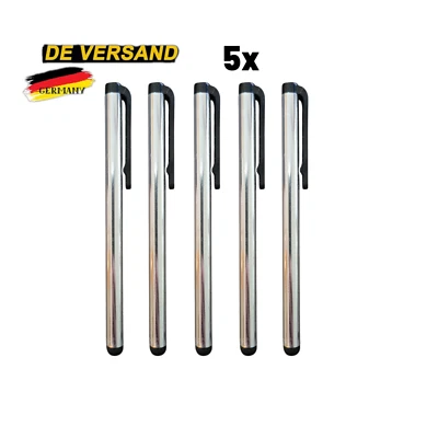 5x Touchpen Stylus in Silber für Handy Tablet Smartphone Universal Eingabestift - Bild 1 von 3