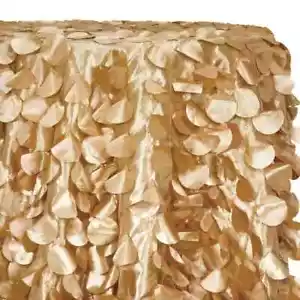Round Gold Petal Tablecloths - 132 Inches - Picture 1 of 2