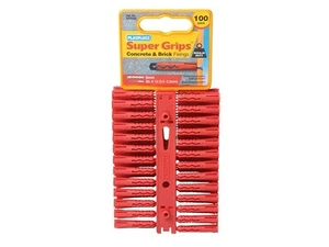 Plasplugs - SRP 502 Penyangkut Super Grips™ Tembok Pepejal Merah (100) - Picture 1 of 1