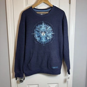 Disney Parks WDW Mickey Lat/Long Maglione Uomo Tasca Felpa Med Blu Nuovo con etichette - Foto 1 di 6