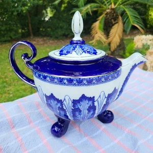 Vintage Bombay Company blau & weiß Chinoiserie asiatischer Garten 7 Tassen, 3 Fuß Teekanne - Bild 1 von 24
