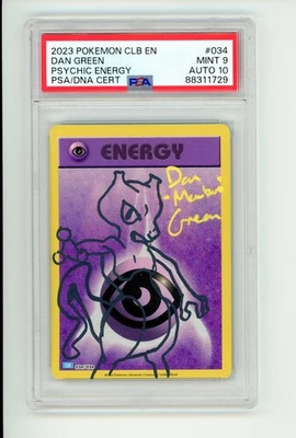2023 Pokemon Dan Green Auto PSA 9 Auto 10 Sketch Mewtwo psychic Energy Holo - Image 1 of 2