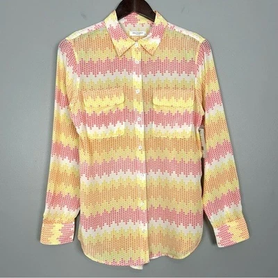 Оборудование тонкий подпись шелковая рубашка женщин размер M коралл мульти полоски цветной - Изображение 1 из 4