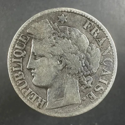 1871 France 2 Francs Cérès Silver Well‑Worn Detail - Image 1 of 4
