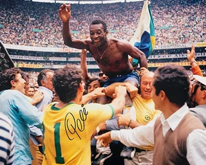 Foto 8"x10" firmada por Pelé reimpresión ganador de la Copa Mundial de la FIFA 1970 - Imagen 1 de 1